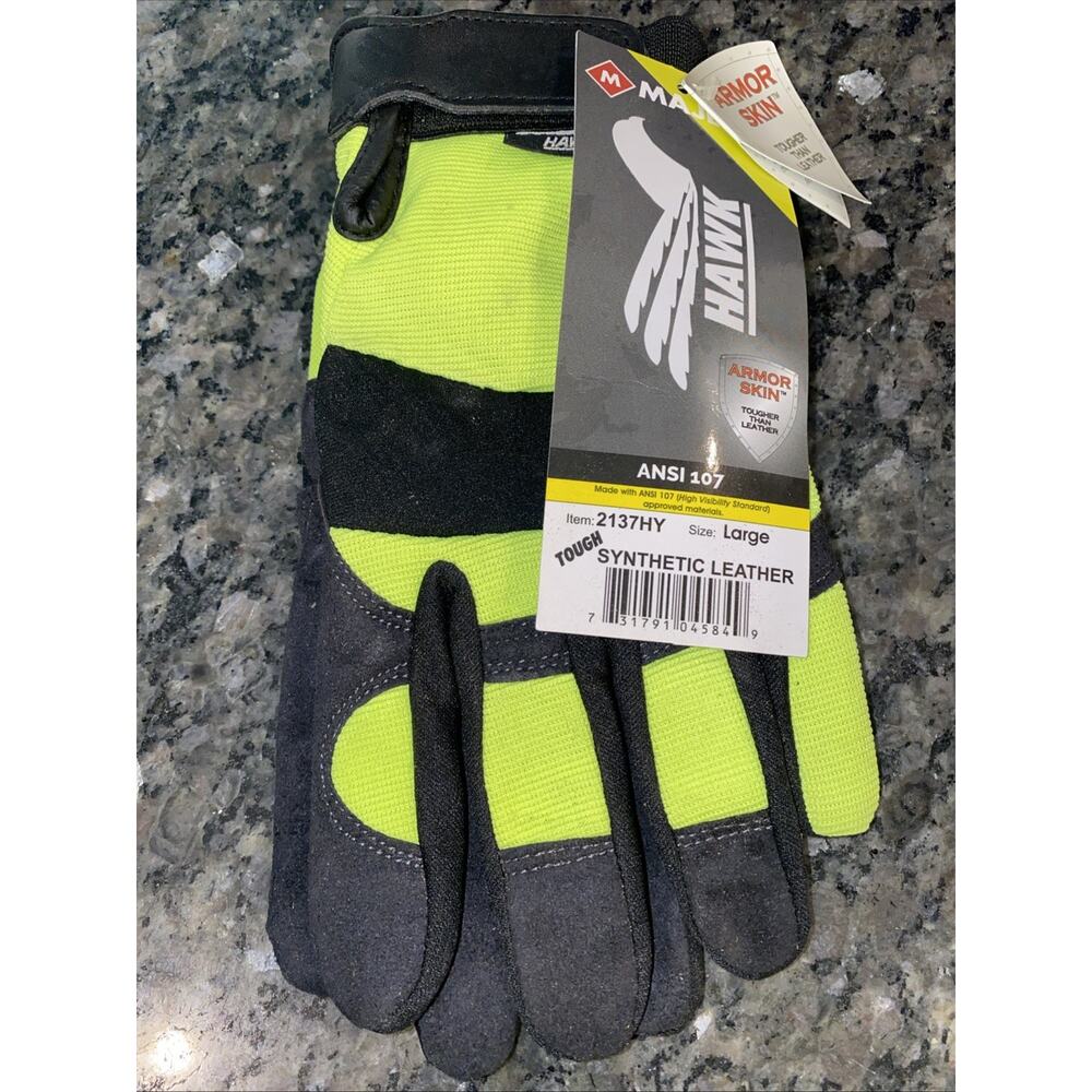 Majestic 2137HY Armor Skin Mechanics Gloves, Construction Black/Yellow, Size: L
